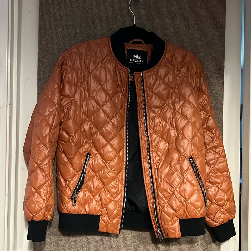 Orolay Puff Down Winter Coat Bomber Style Rib Knit Lightweight Outerwear…